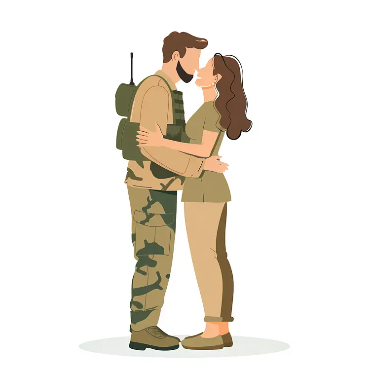 Military Couple Embracing