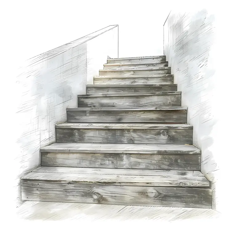 Wooden Stairs in a Building