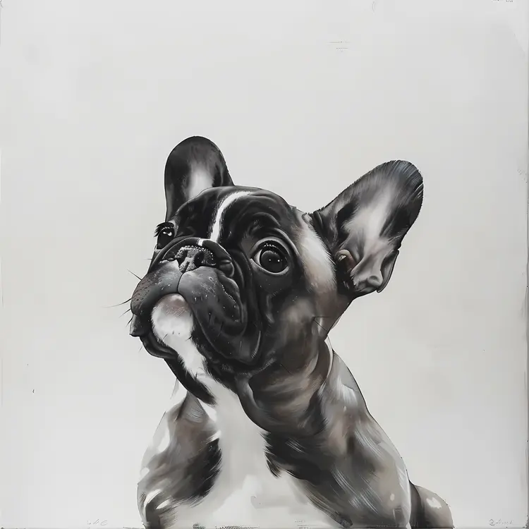 Black and White French Bulldog Realistic Portrait