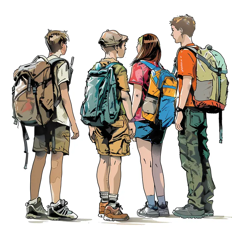 Group of Students with Backpacks