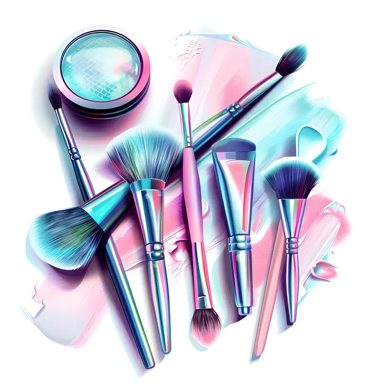 Colorful Makeup Brushes and Tools