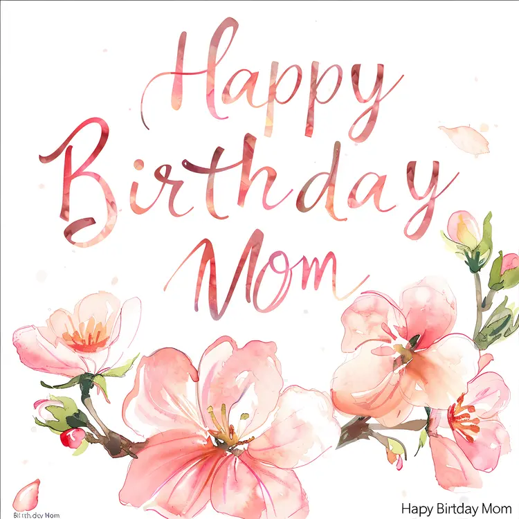 Happy Birthday Mom with Pink Floral Design