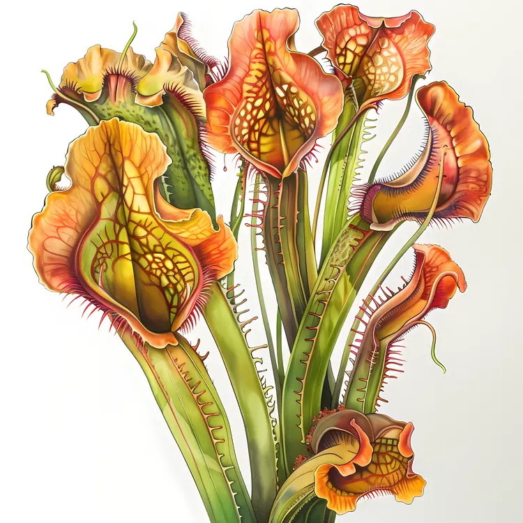 Colorful Carnivorous Plants Illustration