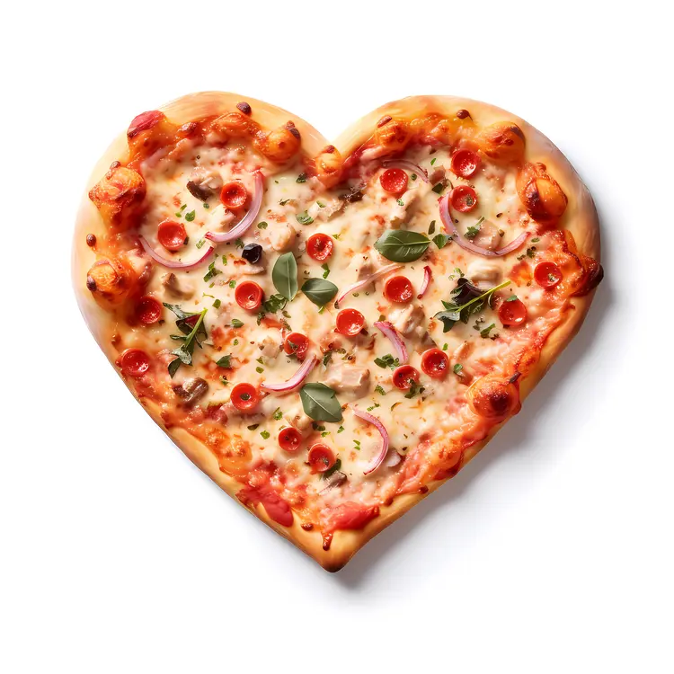 Heart-shaped Pizza with Toppings