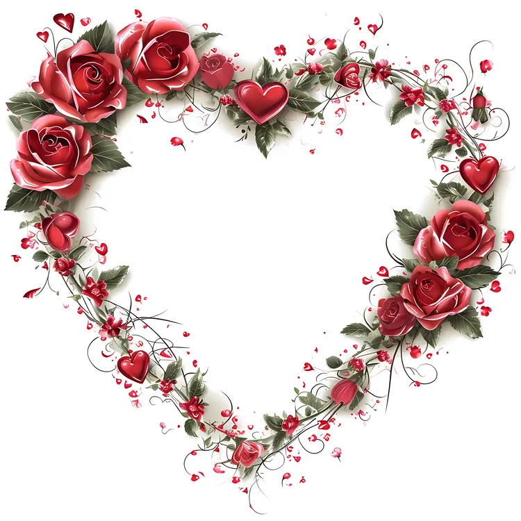 Heart Frame with Roses and Hearts