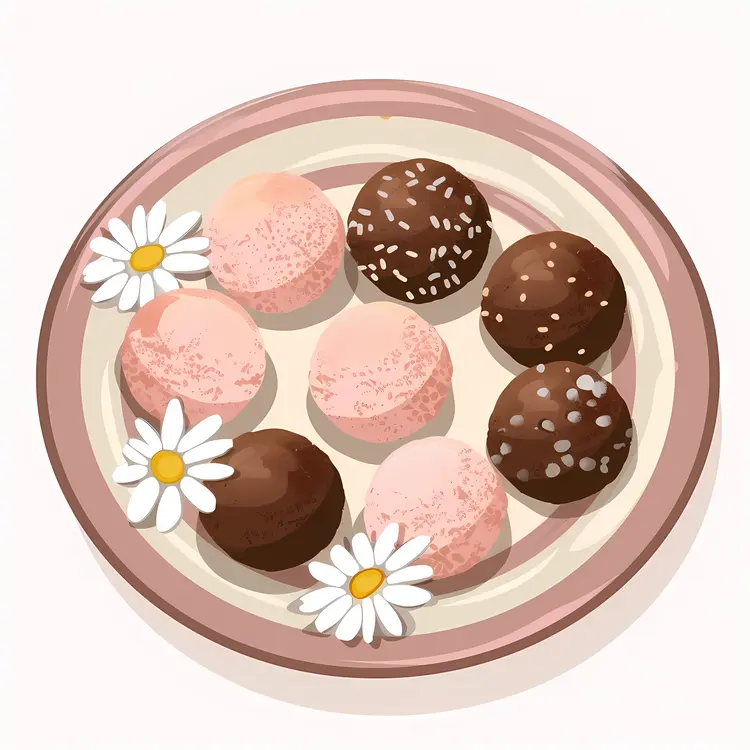 Mixed Balls on a Plate with Flowers