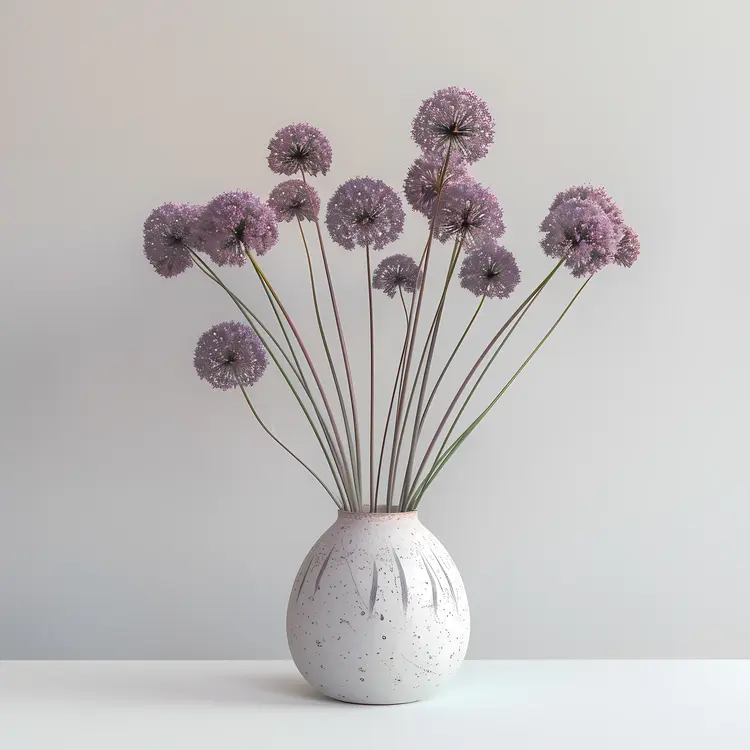 Purple Flowers in a White Vase