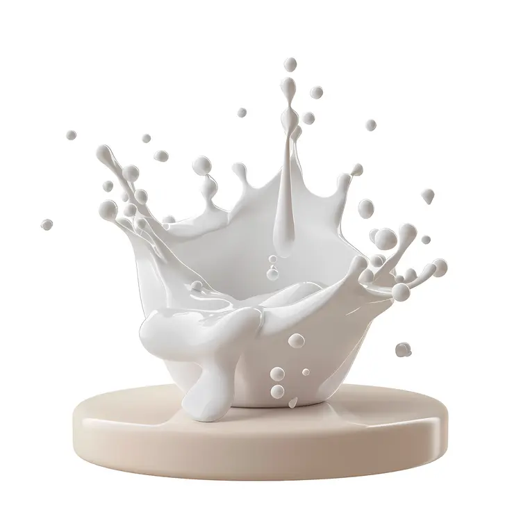 Dynamic Milk Splash on Beige Surface