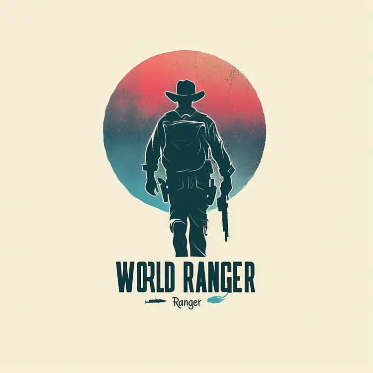 World Ranger Silhouette with Hat and Gun