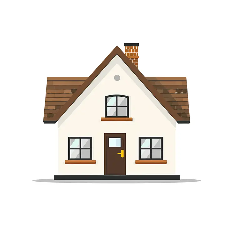 Small Cute Doodle House with Brown Roof