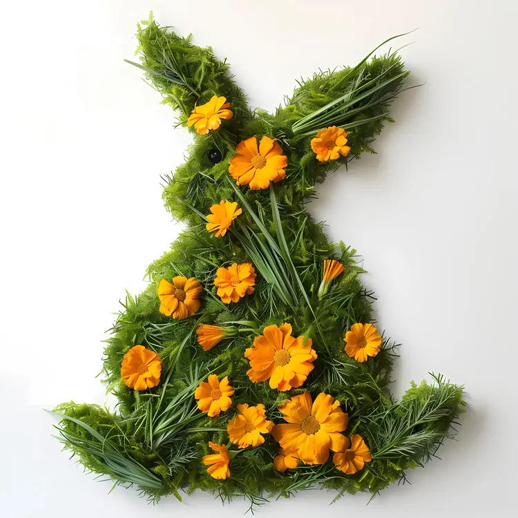 Orange Flower Rabbit Plant Art
