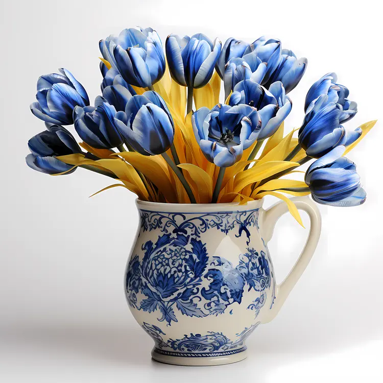 Blue Tulips in Decorative Vase