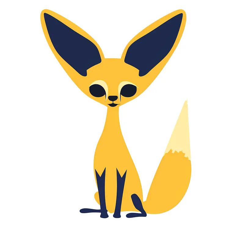 Fennec Fox with Big Ears Sitting