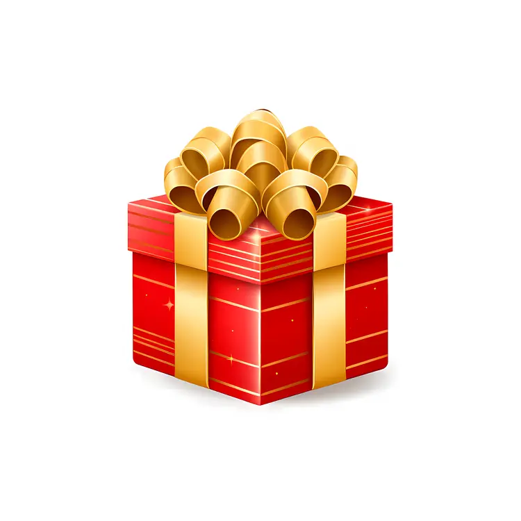 Red Gift Box with Golden Ribbon