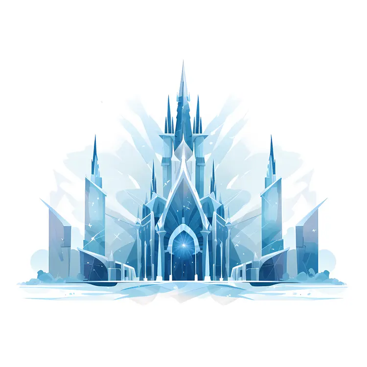 Glistening Ice Castle in a Frozen Landscape