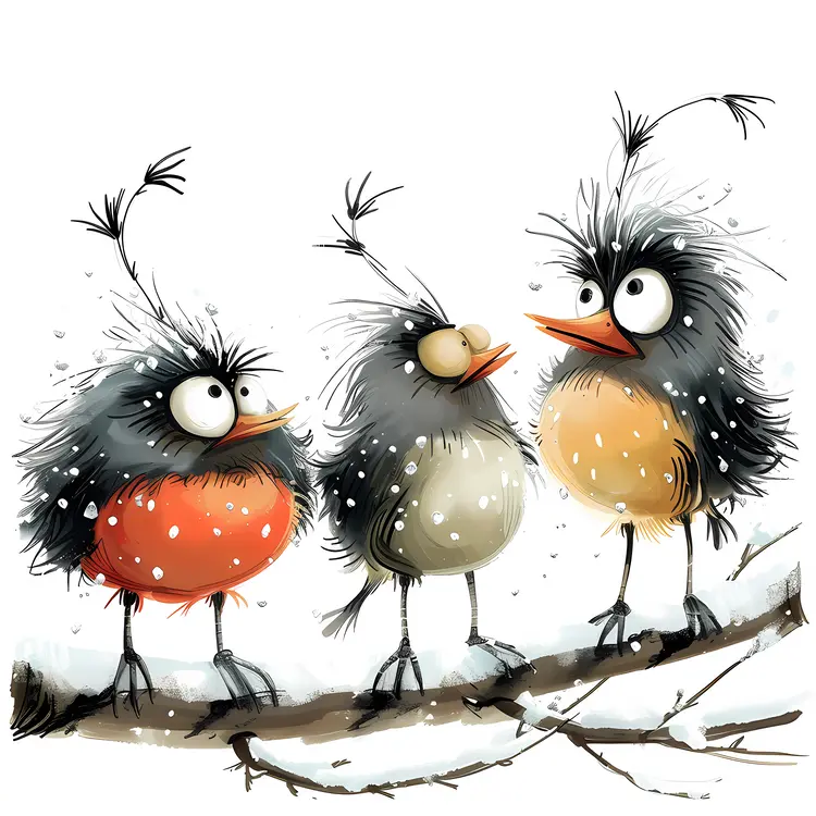 Funny Birds in Winter