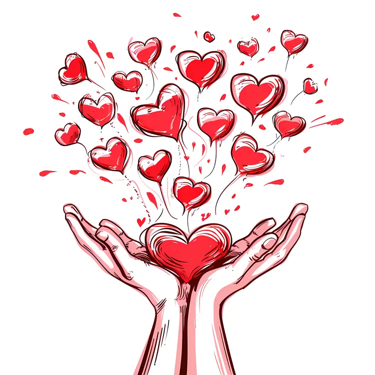 Hands Releasing Hearts Sketch