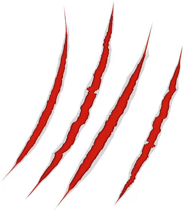 Red Claw Marks on Transparent Background