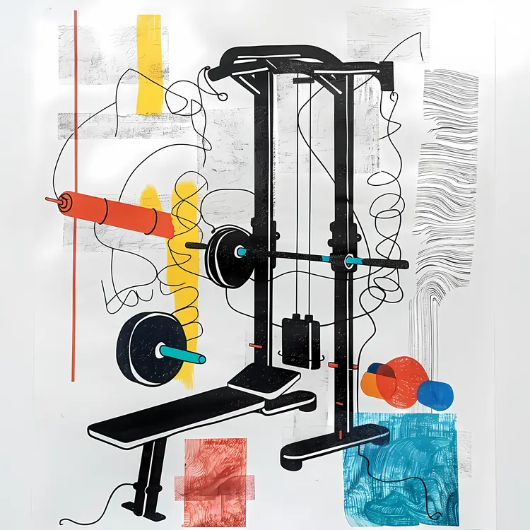Modern Gym Equipment Illustration
