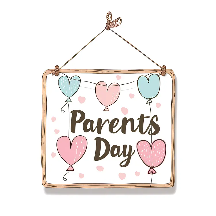 Parents Day Sign with Hearts and Balloons