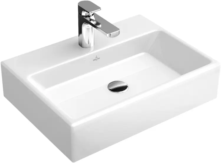 White Ceramic Sink with Faucet
