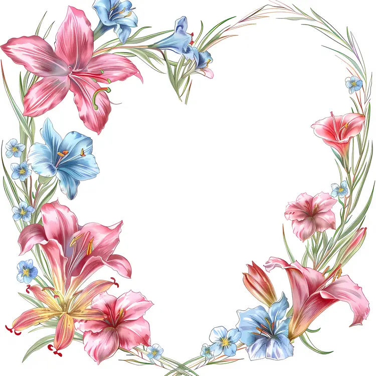 Heart-Shaped Floral Wreath with Lilies