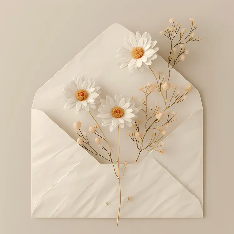 Delicate Daisies and Sprigs in an Envelope