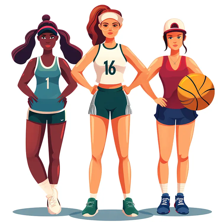 Female Basketball Players in Uniforms