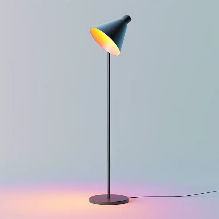 Black Floor Lamp with Yellow Light
