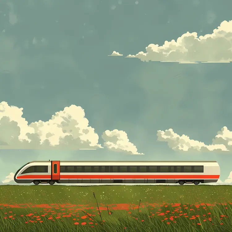 Modern Train in Scenic Field