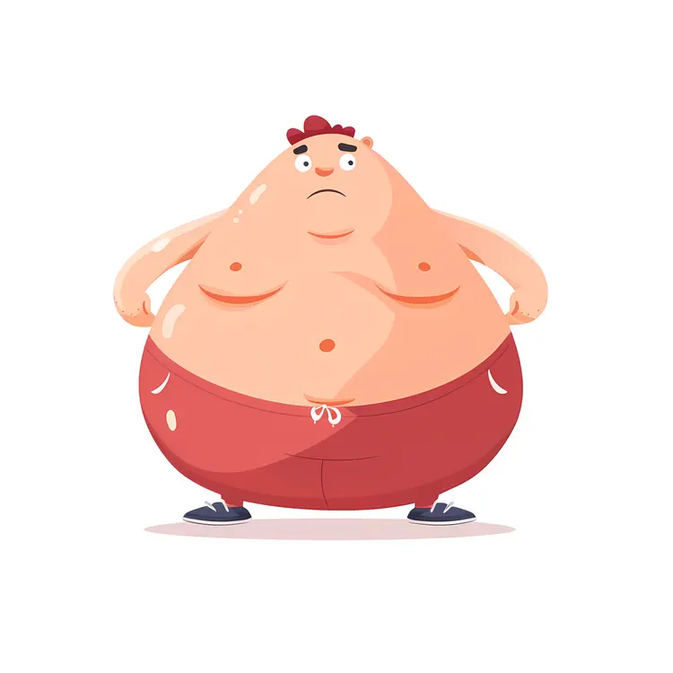 Overweight Person in Red Shorts