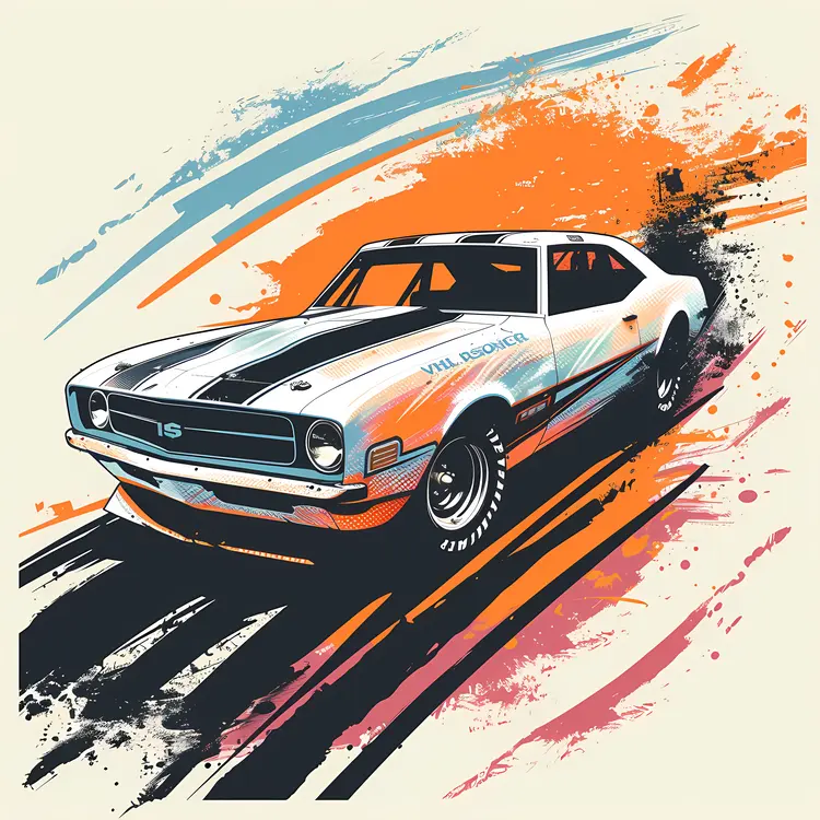 Vintage White and Orange Classic Car