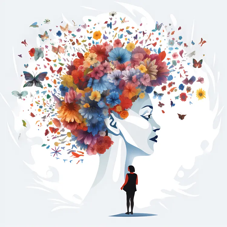 Floral and Butterfly Silhouette Illustration