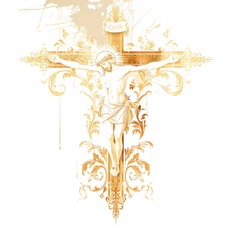 Golden Crucifix with Jesus