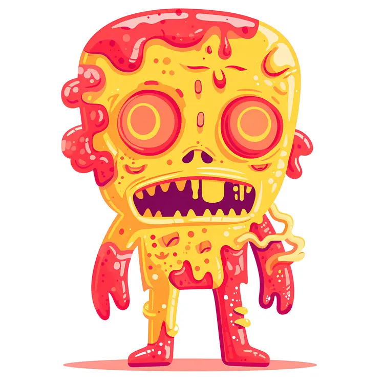 Melting Yellow and Red Cartoon Zombie