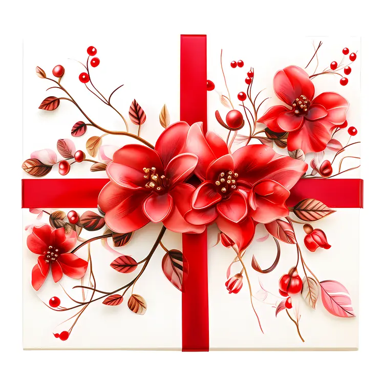 Gift Box with Beautiful Flower Arrangement