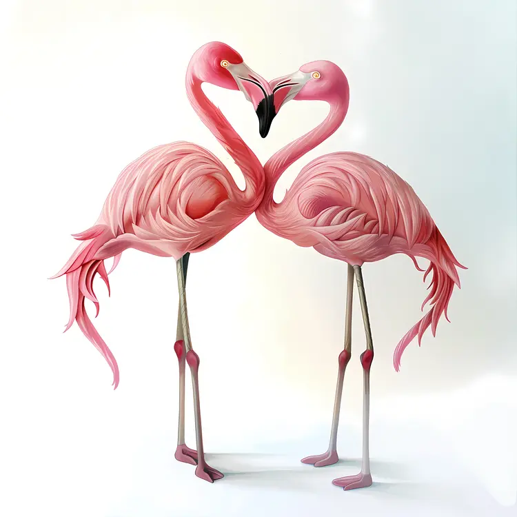 Two Pink Flamingos in Love