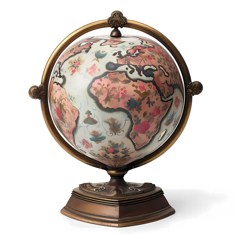Antique Floral Globe with Pink Flowers