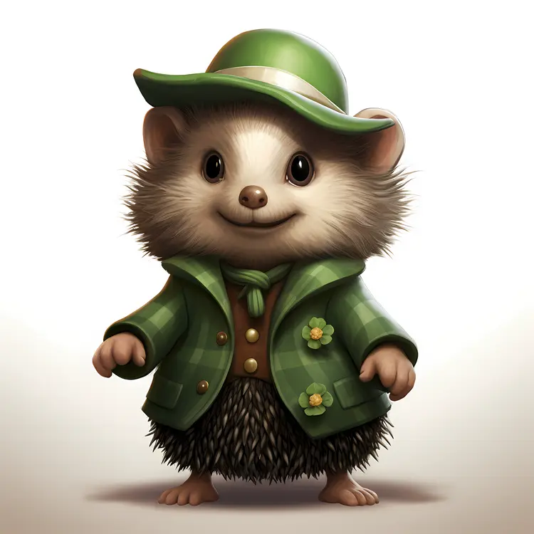 Cute Hedgehog in Green Outfit