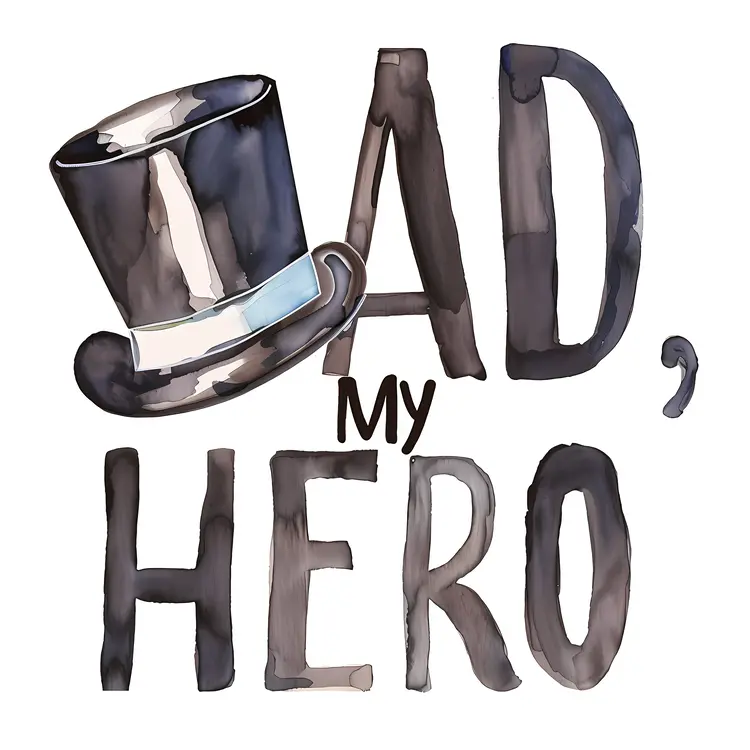 Dad My Hero with Grey Top Hat