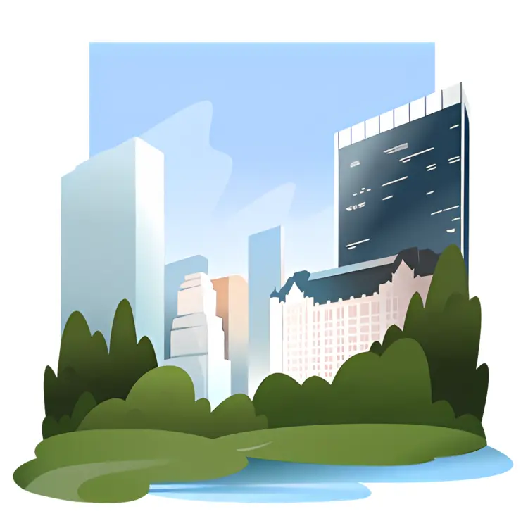 Cityscape with Buildings and Park
