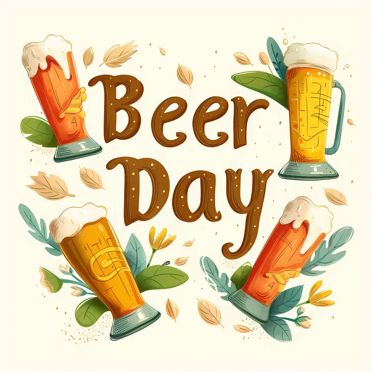 Beer Day Celebration with Various Beer Glasses