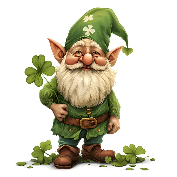 Green Gnome with Shamrock and Belt