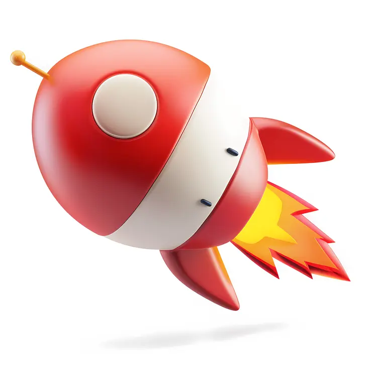 Red Rocket with Flames