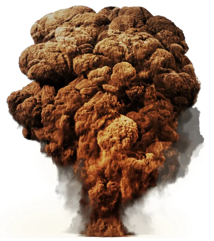 Massive Brown Explosion with Debris