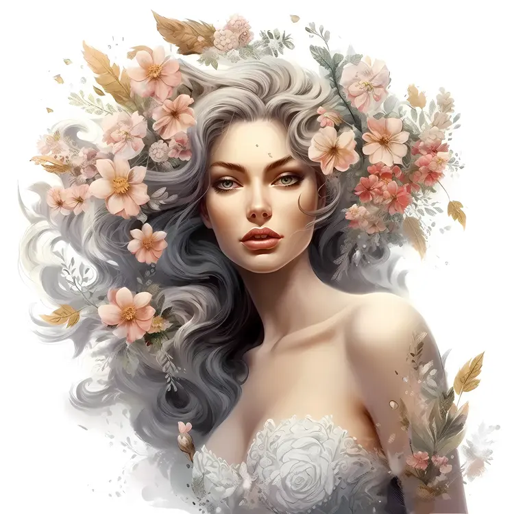 Flower Queen in Blooming Garden
