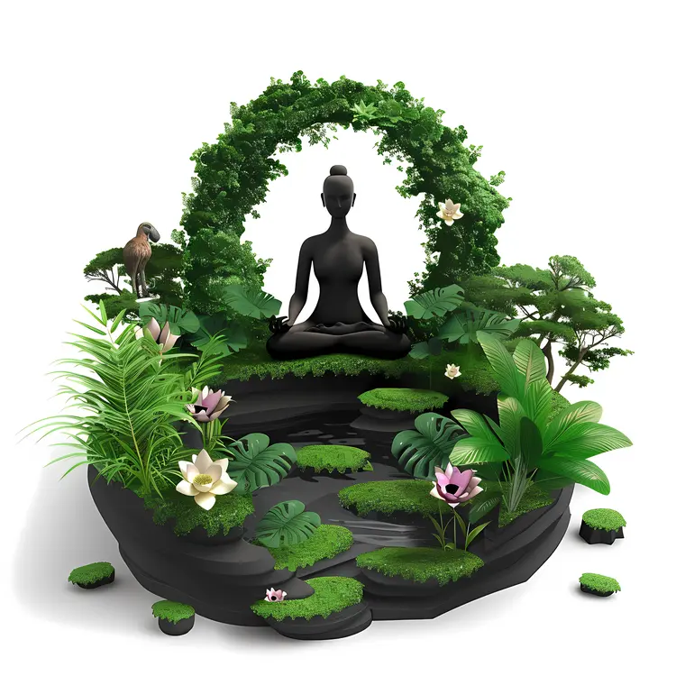 Meditation Statue in a Garden