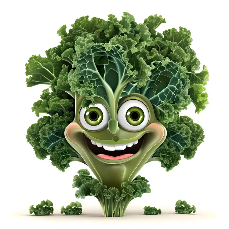Smiling Green Kale Cartoon Character