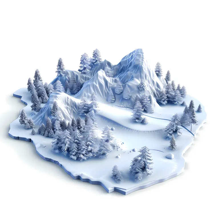 Snowy Mountain with Trees