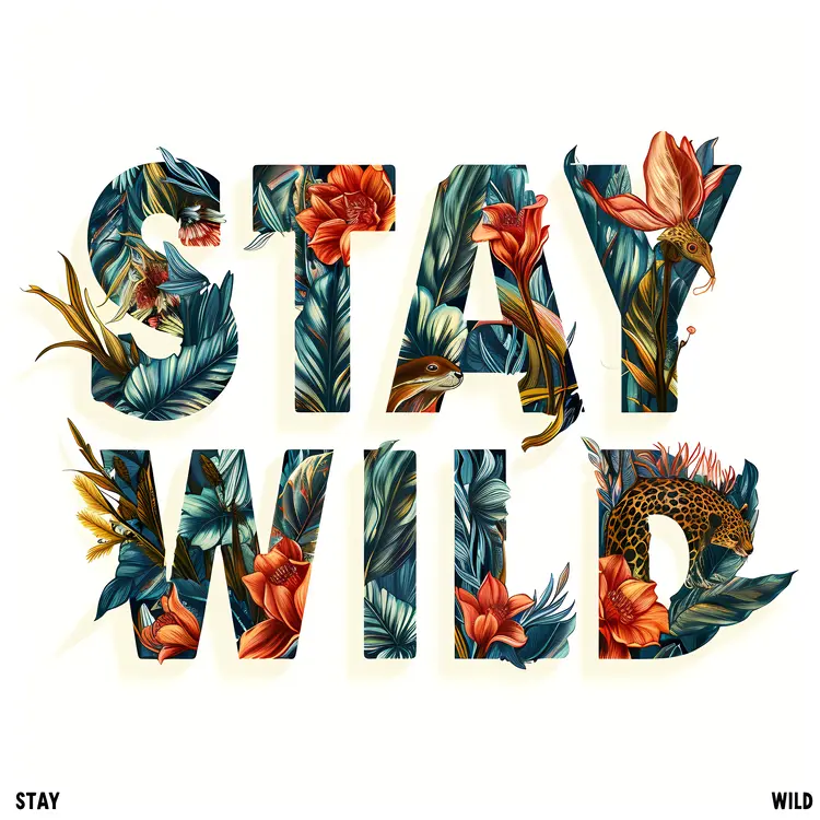 Stay Wild Floral Text Illustration